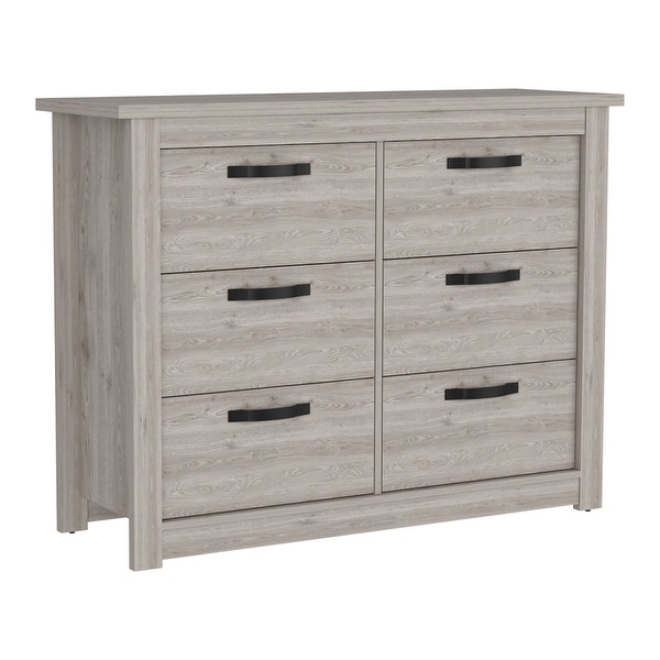 Becca Double Dresser with 6 Drawers， 4 Legs and Metal Hardware - - 35569980