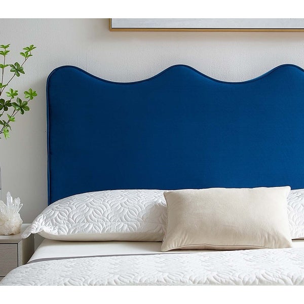 Monrovia Blue Velvet Upholstered Twin Size Headboard - - 34023697