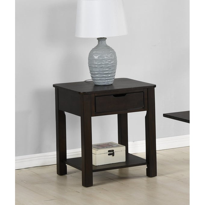 Flora Dark Brown MDF End Table with Drawer