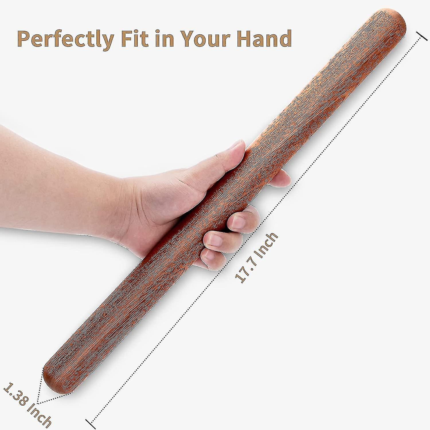 Wood Rolling Pin， Extra Long Thickened Rolling Pin For Baking， Wooden Dough Roller With Round Design At Both Ends For Multipurpose (17.7 X 1.38 Inche