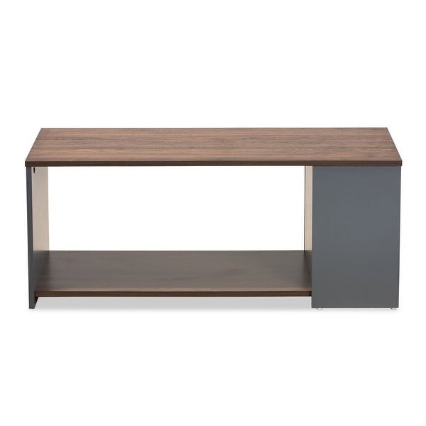 Modern MDF Coffee Table with Storage， Walnut Brown/Gray