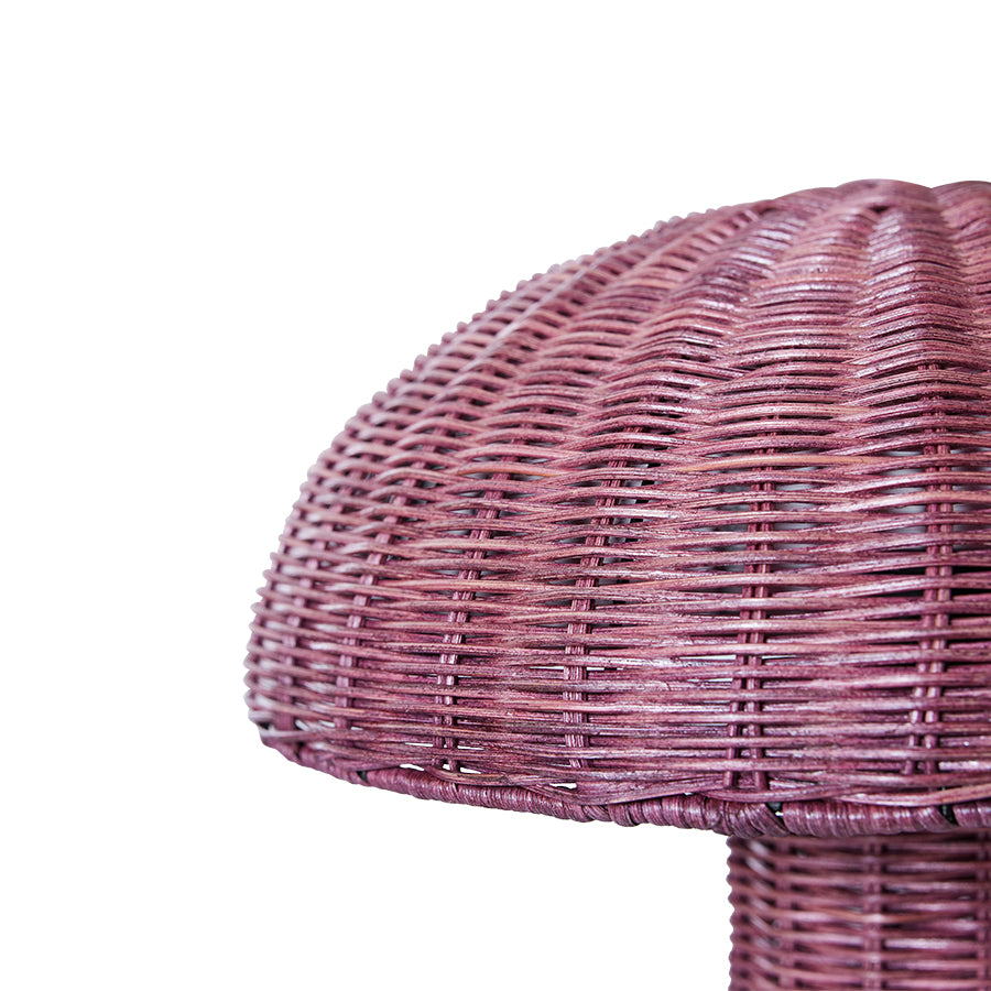 Rattan mushroom table lamp Burgundy