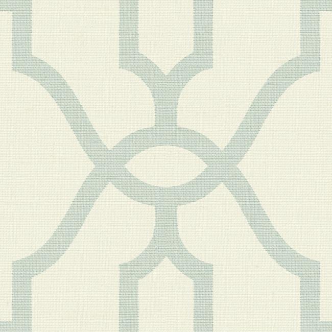 Sample Woven Trellis Wallpaper in Eggshell Blue on Cream from Magnolia Home Vol. 2