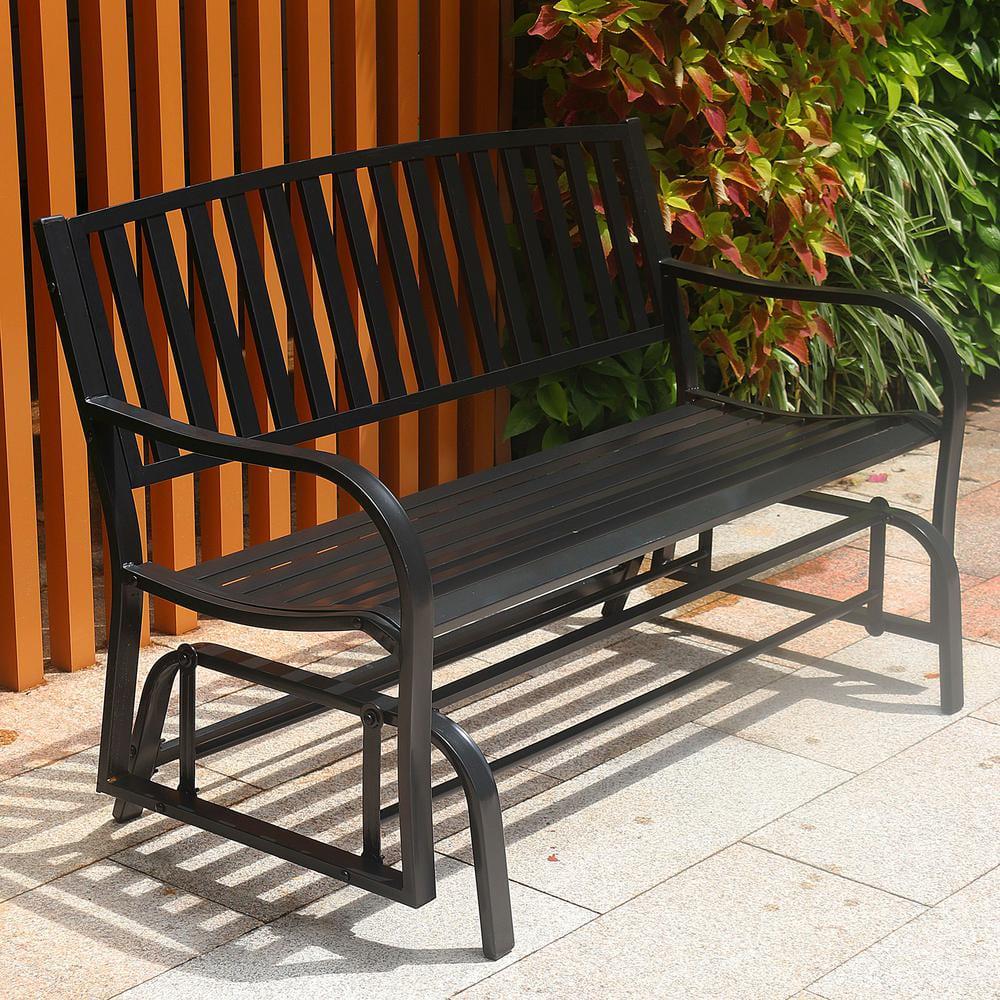 Maypex Steel Porch Chair Loveseat Outdoor Patio Glider Bench