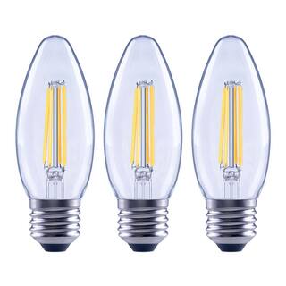 EcoSmart 100-Watt Equivalent B13 Blunt Tip Dimmable Candle E26 Base Clear Glass LED Vintage Edison Light Bulb Soft White (3-Pack) FG-04220