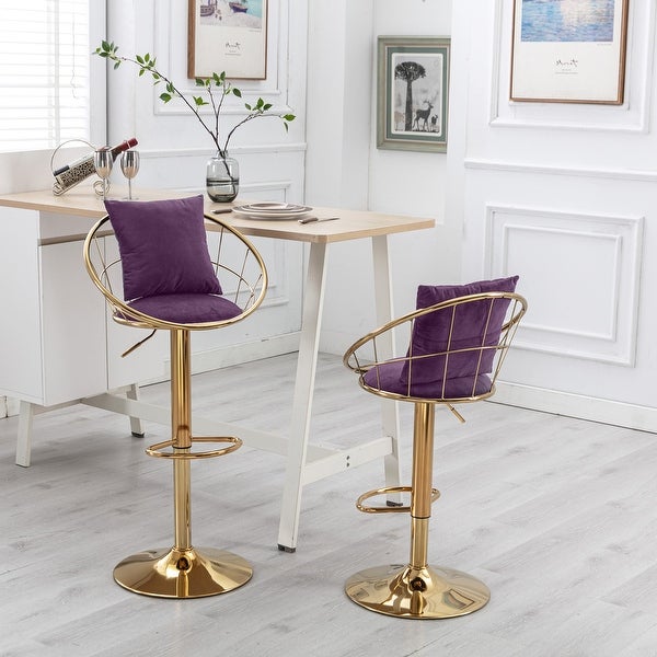 JASIWAY Unique Design Velvet Bar Stools with Footrest (Set of 2)