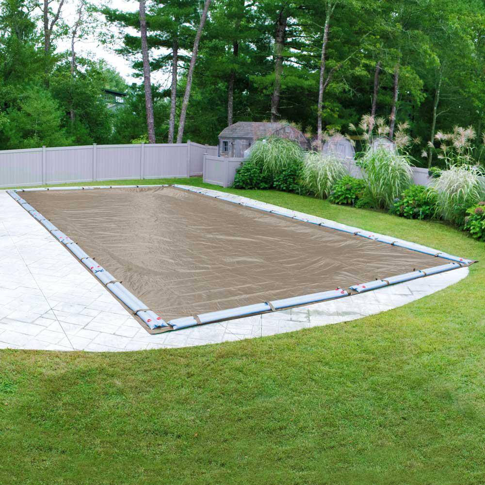 Pool Mate Sandstone 16 ft. x 32 ft. Rectangular Sand Solid In Ground Winter Pool Cover 571632R