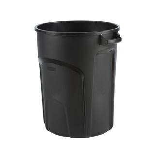 Rubbermaid Roughneck 32 Gal. Vented Black Round Trash Can with Lid 2149500