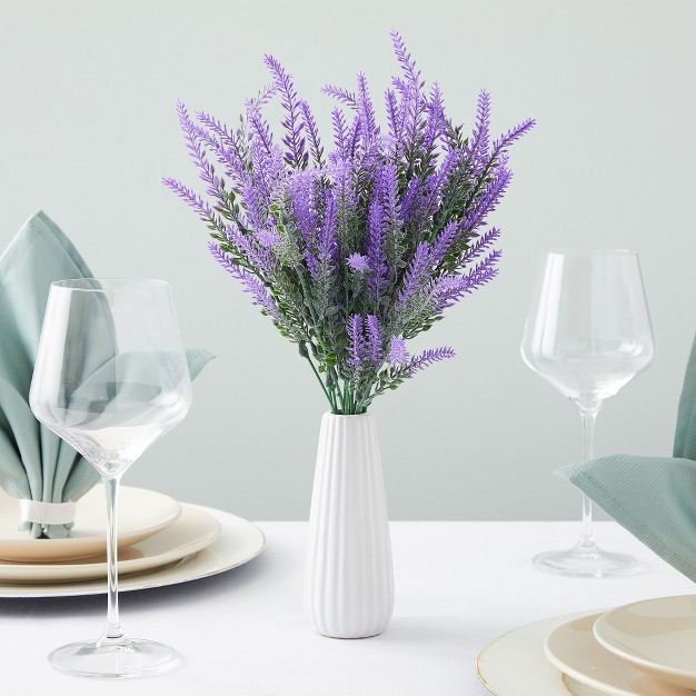 Juvale 12 Bundles Artificial Lavender Flowers For Bouquets Fake Wild Stems For Wedding Faux Table Centerpieces 14x2x3 In