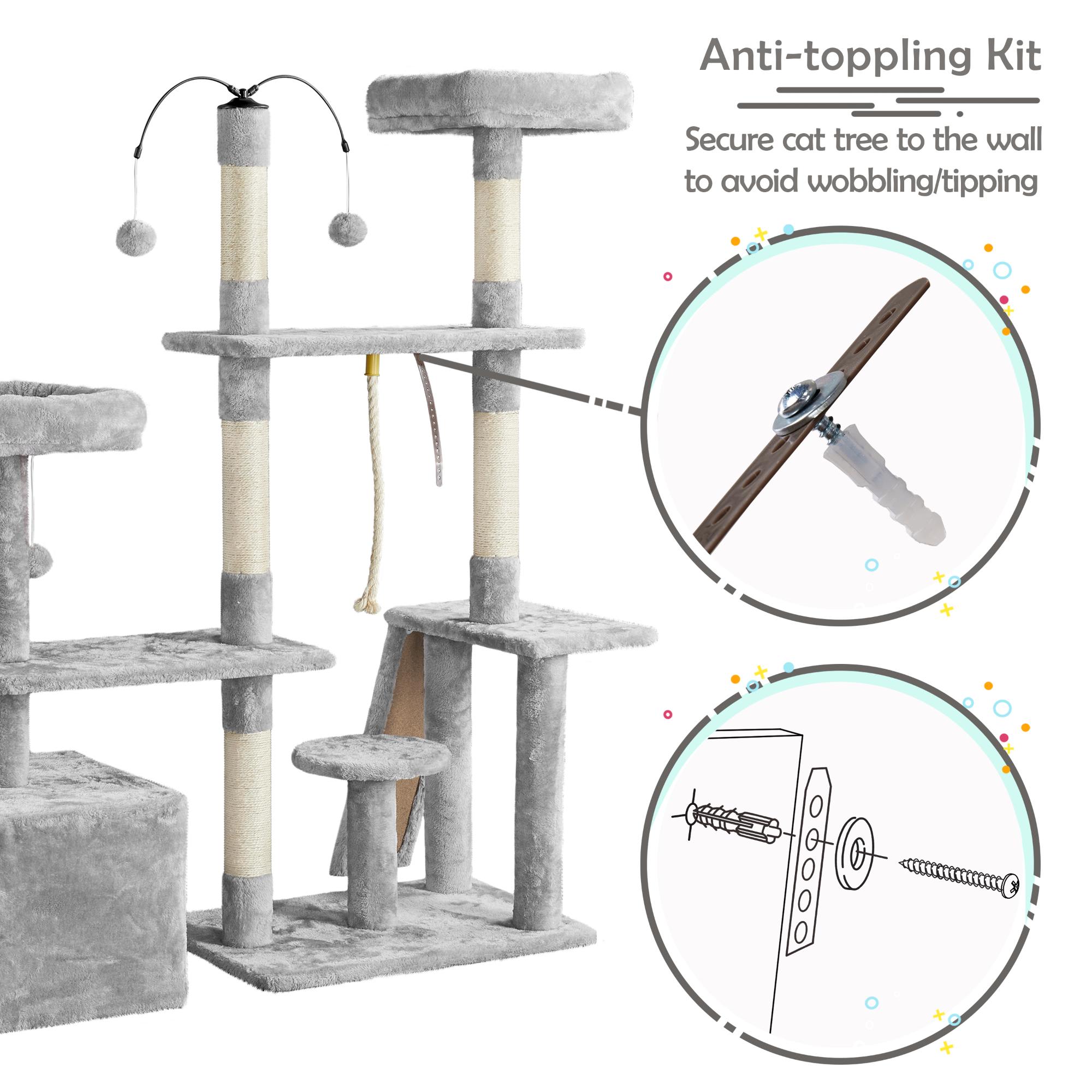 Topeakmart Light Gray Cat Activity Tree Condo， 53.5