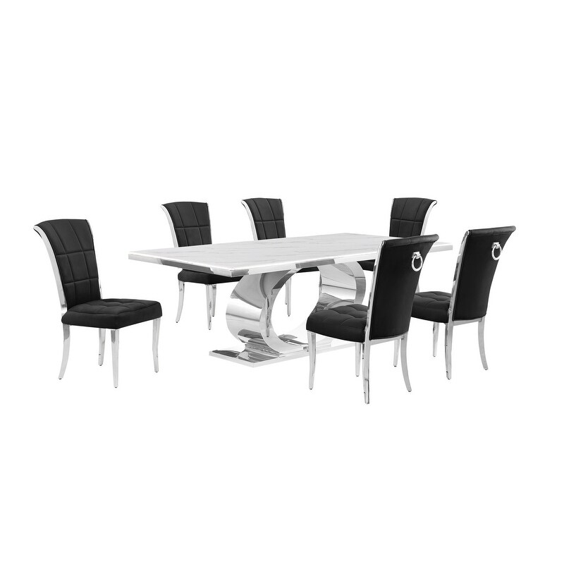 Best Quality Furniture D432/3 SC320 7 Dining Set with 87\