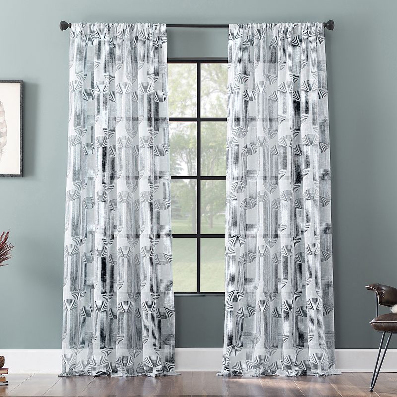 Archaeo Art Deco Curves Linen Blend Window Curtain