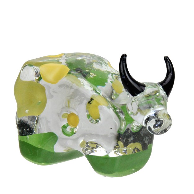 Roman Set Of 6 Cotton Candy Bull With Black Horns Collectible Glass Figurines