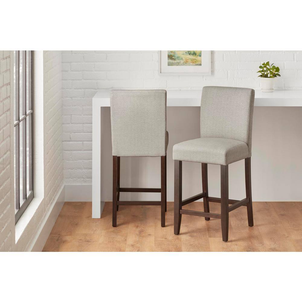 StyleWell Banford Riverbed Beige Upholstered Counter Stool with Back (Set of 2) Lowe CS SR