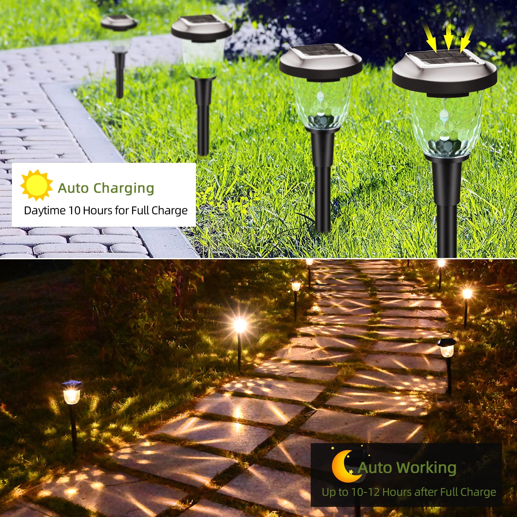 Homore Solar Pathway Lights， Garden Lights Auto-on/off Solar Landscape Lights for Lawn Patio Yard Garden Pathway Driveway