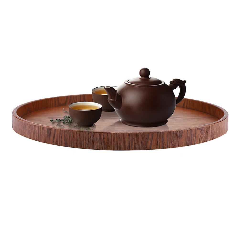 Round Shape Solid Wood Tea Coffee Snack Food Meals Serving Tray Plate Restaurant Trays Wooden