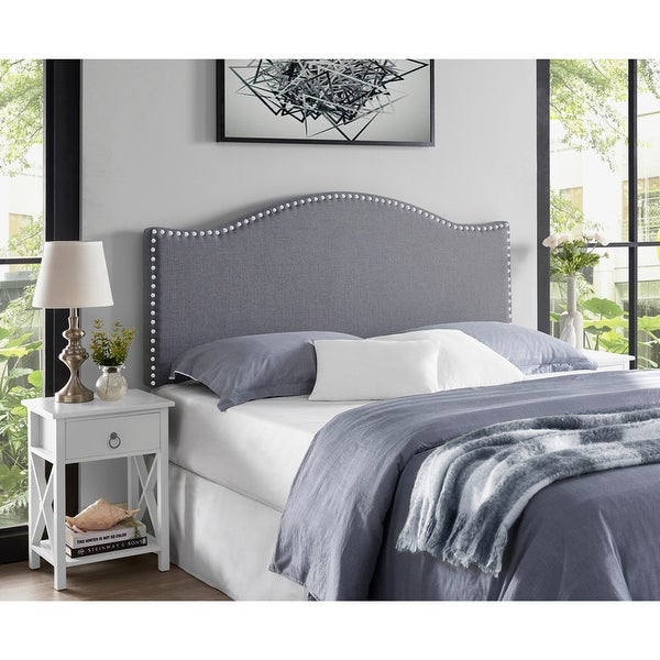 Catalina Upholstered Headboard with Nailhead Trim， Height Adjustable Headboard， Modern Head Board， Fabric Headboard - - 36193654