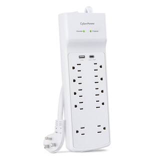 CyberPower 10-Outlet Surge Protector with USB and 4 ft. cord White P1004UC