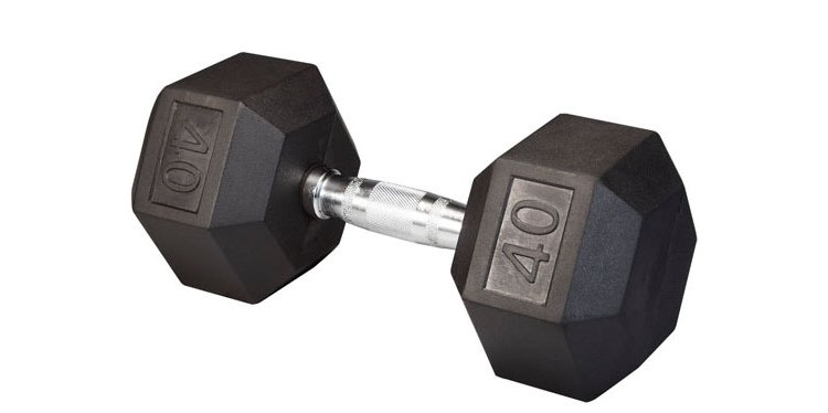 Body-Solid 40 lb Rubber Hex Dumbbell (Each)