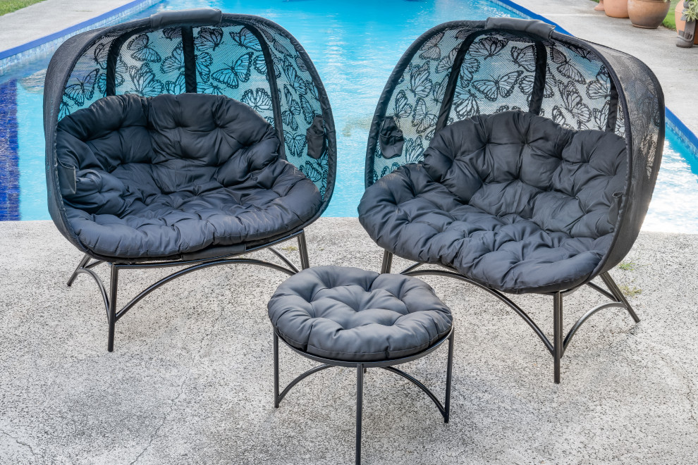 56H x 50W x 26D Black Conversation Set Butterfly Design   Transitional   Outdoor Lounge Sets   by IDEAZ International  LLC  Houzz