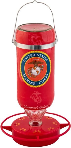 Hummer's Galore United States Marine Corp Hummingbird Feeder， Red， 32-oz