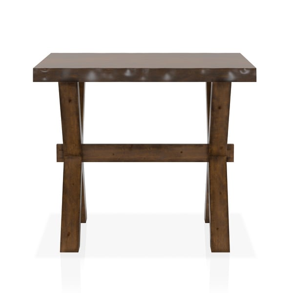 Furniture of America Mav Farmhouse Walnut Solid Wood 24-inch Side Table