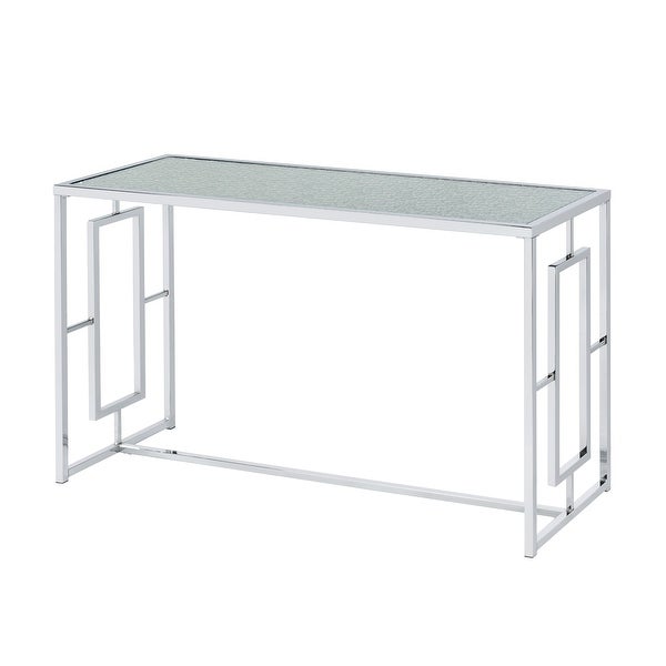 Glitterati Chrome and Ripple Glass Sofa Table by Furniture of America