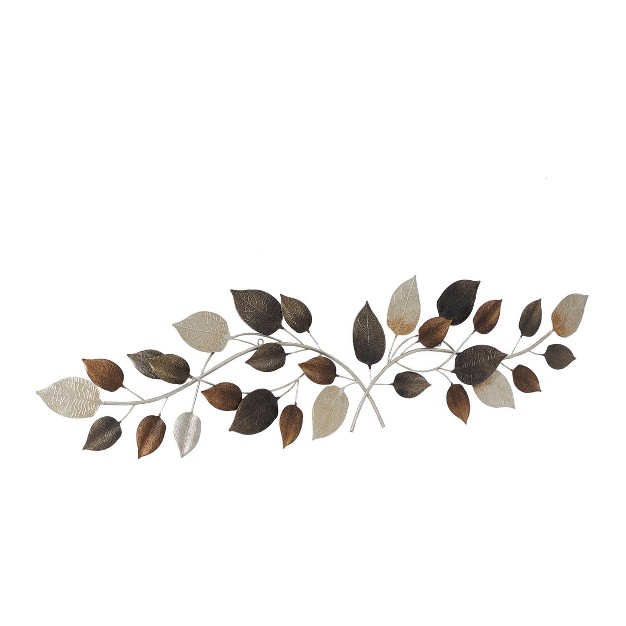 Metal Leaf Long Textured Wall Decor With Multiple Shades Bronze Olivia amp May