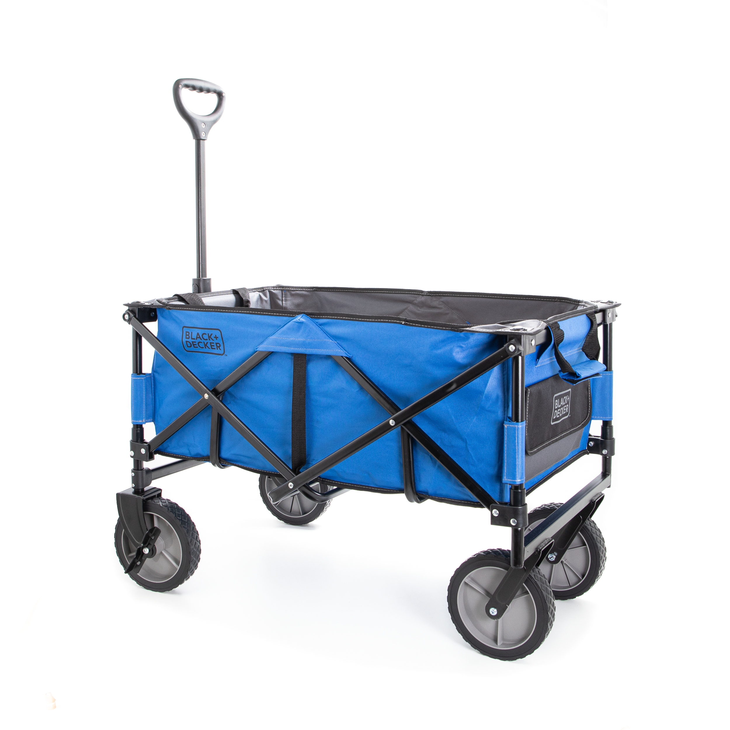 Collapsible Storage Cart, Folding Utility Wagon, Holds up to 176 lbs., Blue