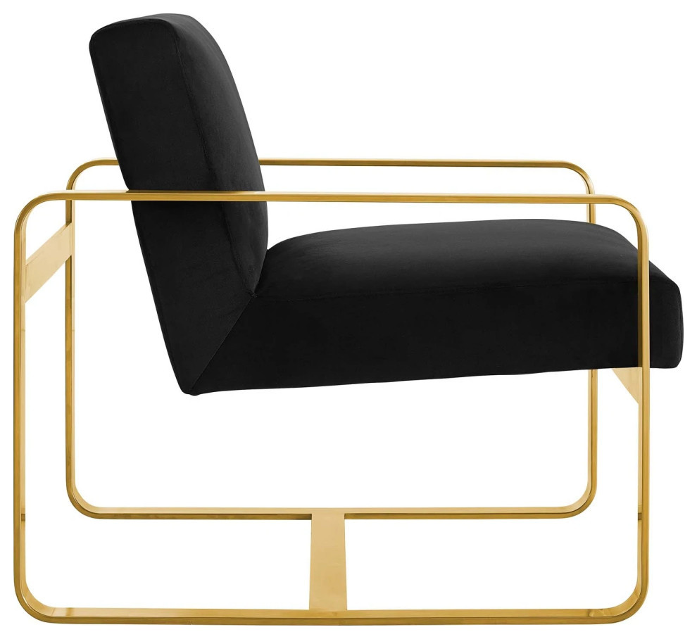 Ophelia Black Performance Velvet Armchair   Contemporary   Armchairs And Accent Chairs   by Virgil Stanis Design  Houzz