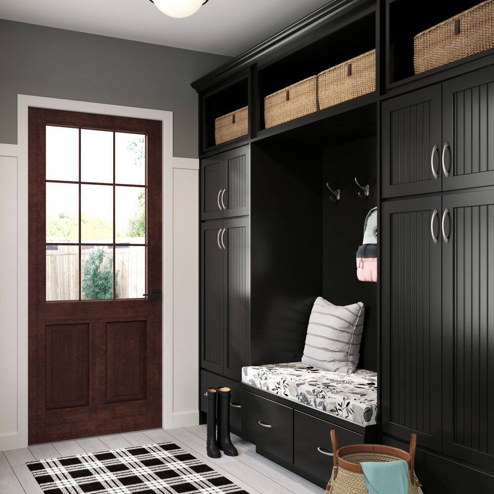 American Woodmark Shorebrook 14 916-in. W x 14 12-in. D x 34-in. H Cabinet Door Sample in Painted Black 97732