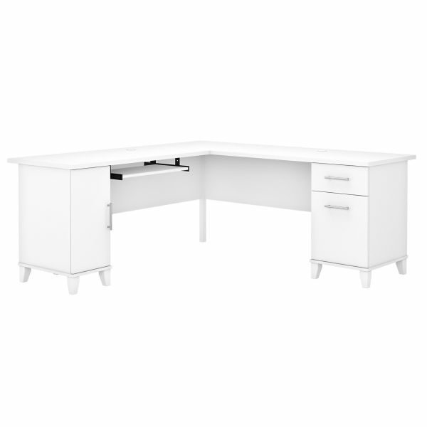 Bush Furniture Somerset 72W L Shaped Desk with Storage in White