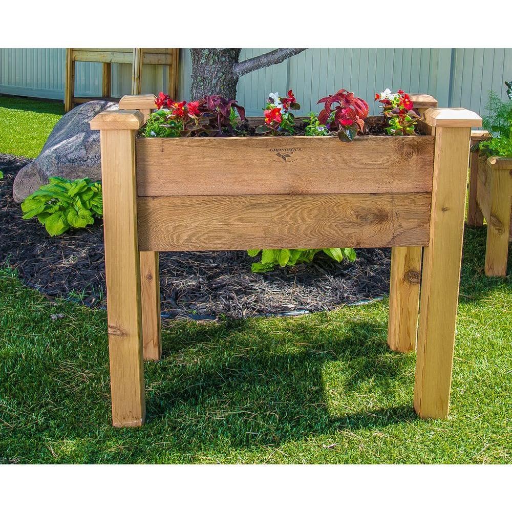 Gronomics 18 in. x 34 in. x 32 in. - 10 in. D Rustic Raised Garden Bed REGB 18-34