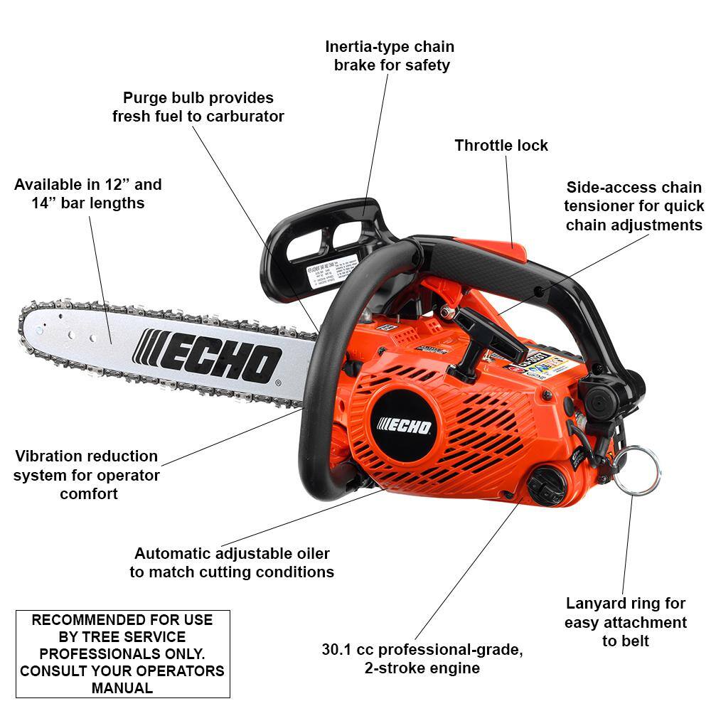 ECHO 14 in. 30.1 cc Gas 2-Stroke Top Handle Chainsaw CS-303T-14