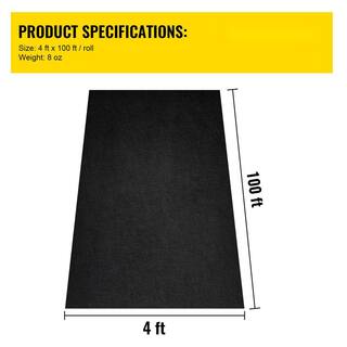 VEVOR 4 ft. x 100 ft. Geotextile Landscape Fabric 8 oz. Heavy-Duty Needle-Punched PP Garden Weed Barrier Fabric Black TGBYCYCW41008LUREV0