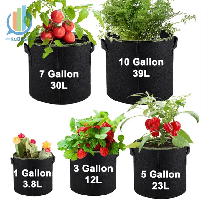 1/3/5/7/10/15 gallon customizable size garden supplies Home vegetable growing bag Felt fabric Potting bag Multi purpose