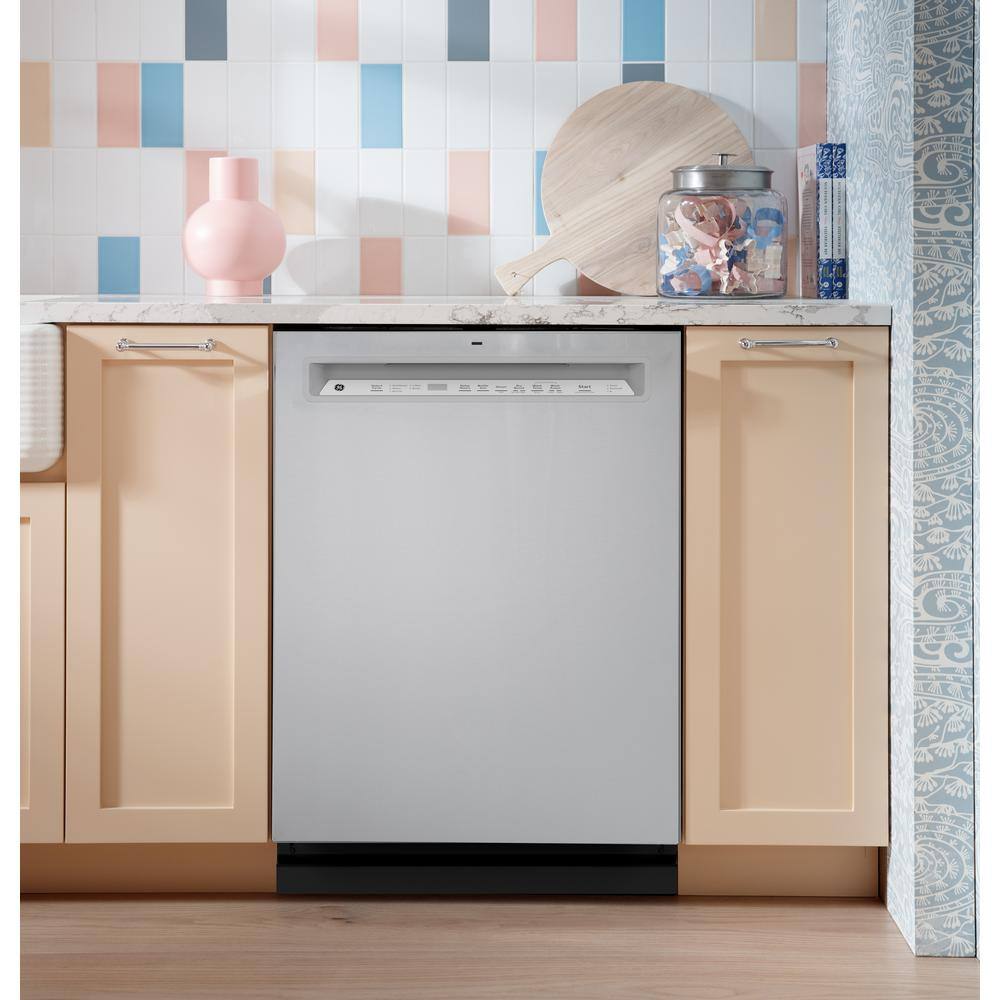 GE 24 in. Fingerprint Resistant Stainless Steel Front Control Built-In Tall Tub Dishwasher with 3rd Rack 45 dBA GDF670SYVFS