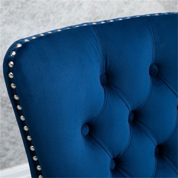 High-end Tufted Solid Wood Blue Dining Chair with Nailhead Trim 2 PCS