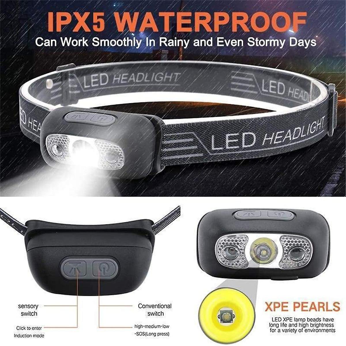 Mini Rechargeable Led Headlamp Body Motion Sensor Headlight Camping Flashlight Head Light Torch Lamp With Usb