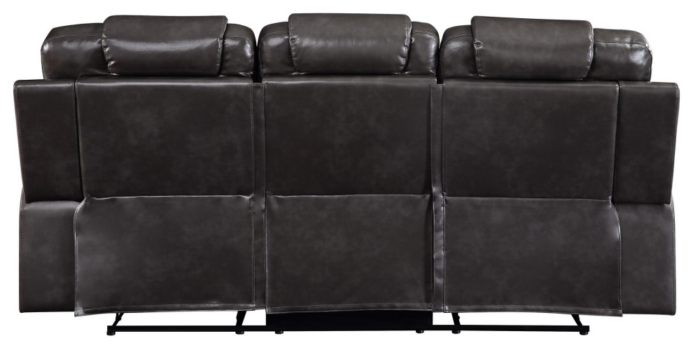 Benzara BM251077 Motion Sofa  Leatherette Upholstery/Diamond Tufts  Dark Gray   Transitional   Sofas   by Uber Bazaar  Houzz