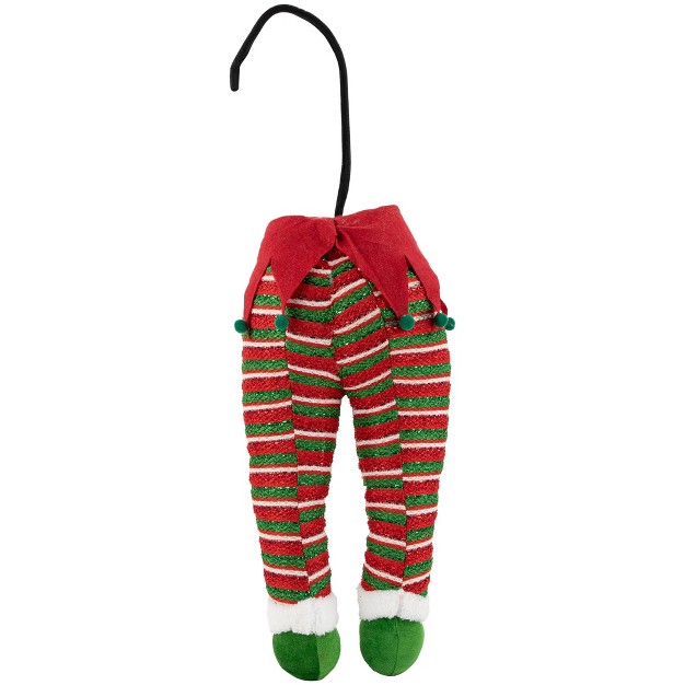 Red And Green Striped Elf Legs Christmas Decoration