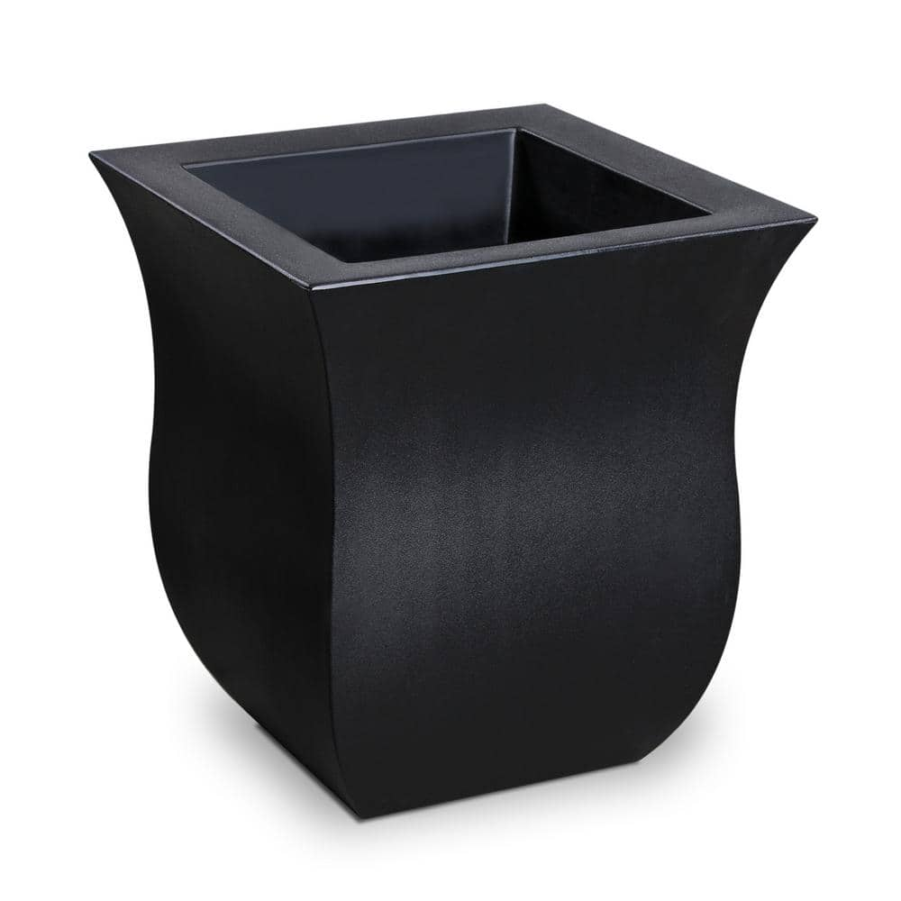 Mayne Valencia 16 in. Square Black Polyethylene Planter 5873-B