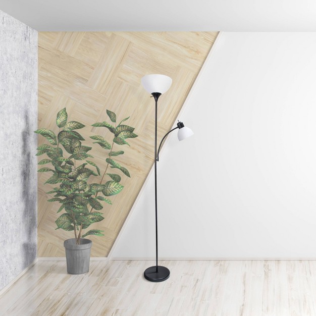 Traditional 2 Light Mother Daughter Metal Floor Lamp With Torchiere And Reading Light Creekwood Home