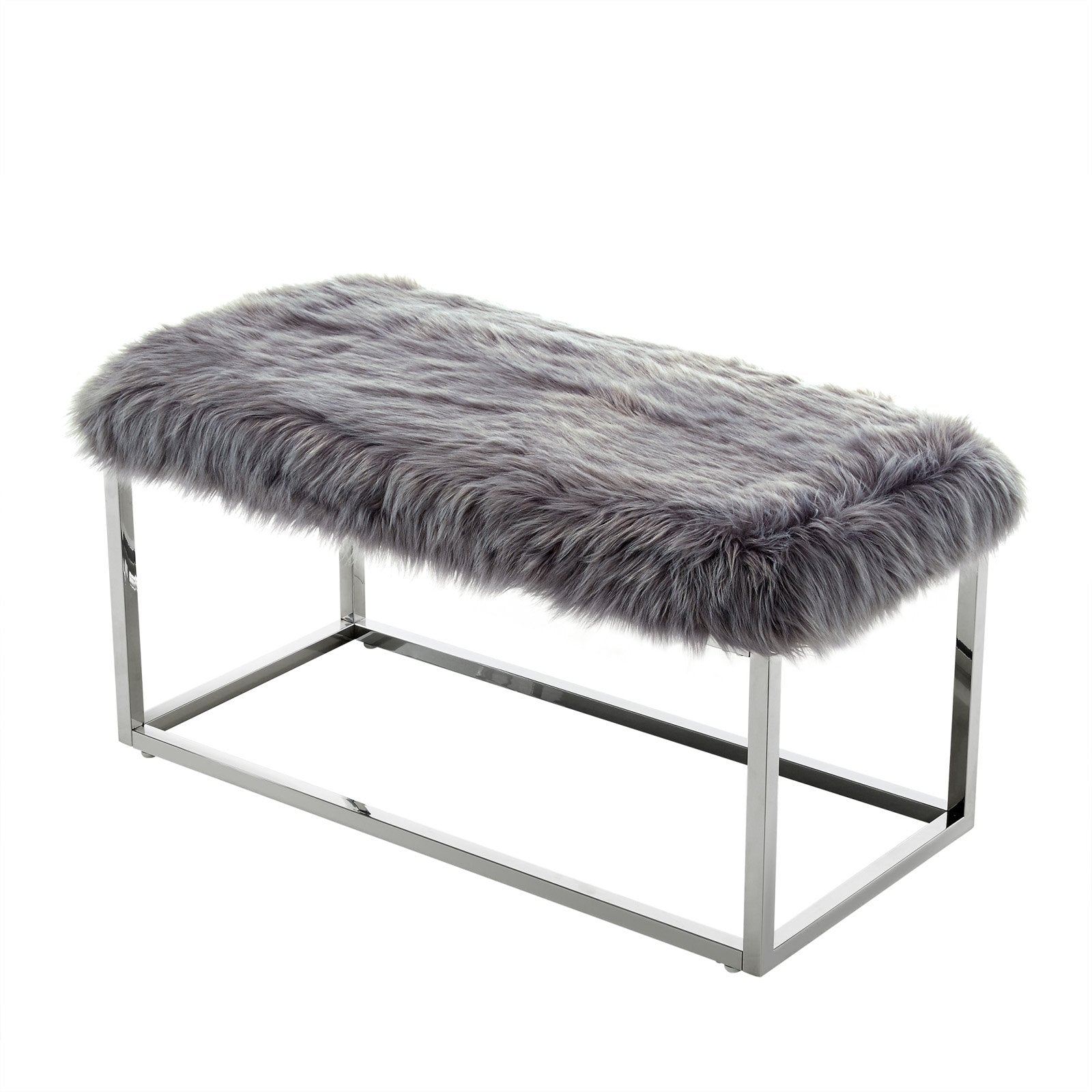 Inspired Home Athena Faux Fur Bedroom Bench