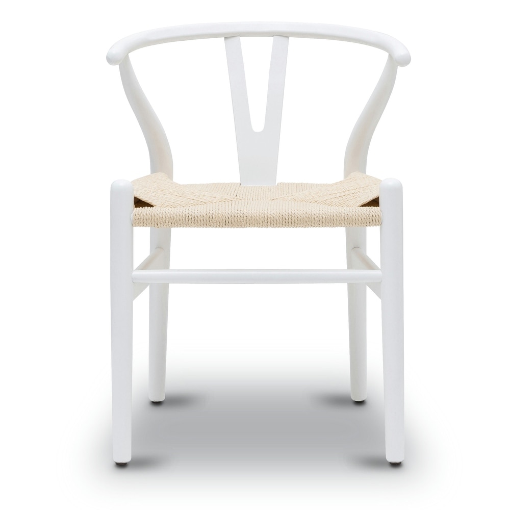 Poly and Bark Weave Chair   Solid Wood Frame (White)