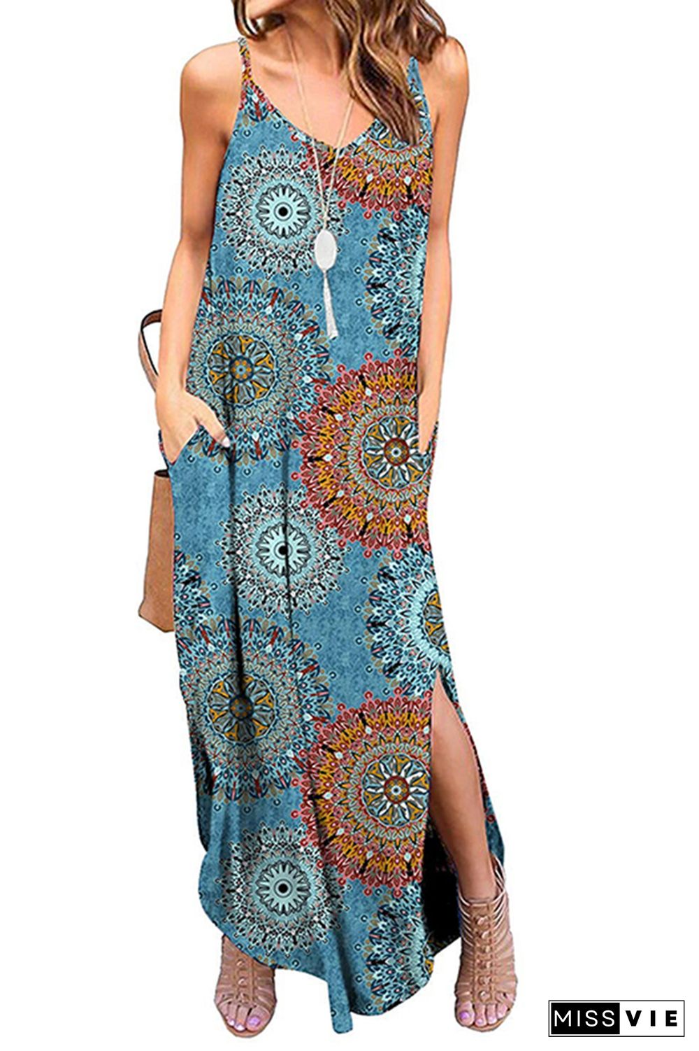 Sling V-Neck Sunflower Dress