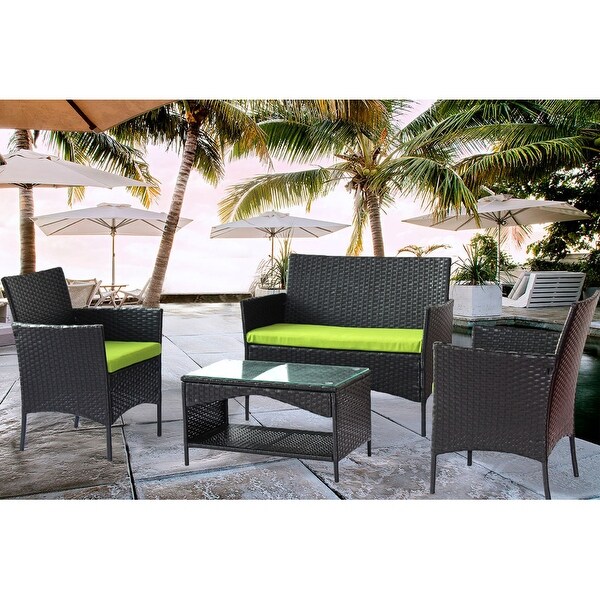 4 Piece Patio Outdoor Rattan Furniture for Garden - Overstock - 37028747