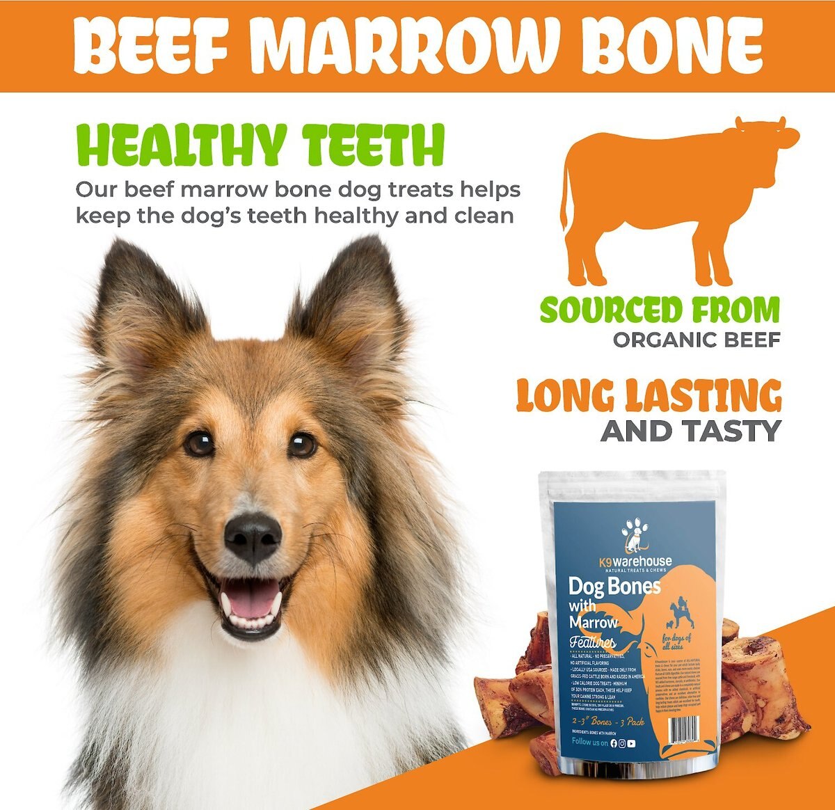 K9warehouse Beef Marrow 2-3-in Dog Bone Treats