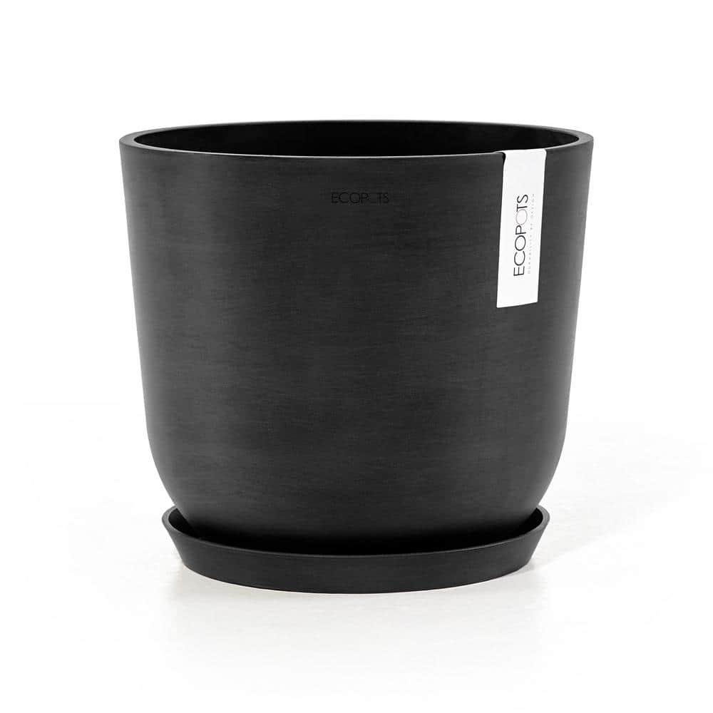 O ECOPOTS BY TPC Oslo 10 in. Dark Grey Premium Sustainable Planter ( with Saucer) OSLS.25.DG