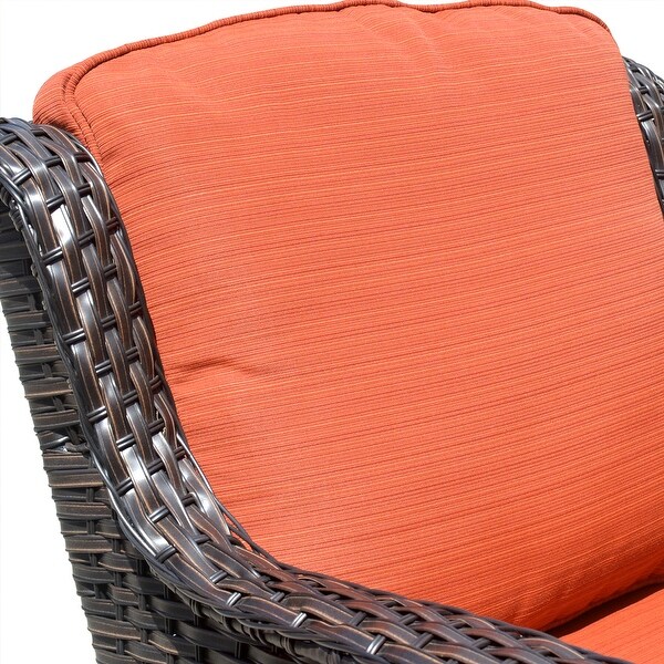 OVIOS 8piece Rattan Wicker Patio Furniture Set Swivel Rocking Chair Set